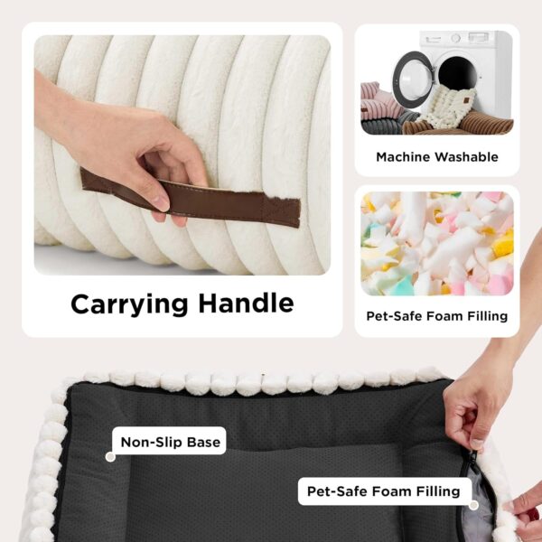 Cute Couch for Pets - Fluffy Cat Sofa with Premium Soft Corduroy Fleece, Fuzzy Couch Bed with Removable Washable Cover, Supportive Cat Chair for Indoor Cats, 24Inch, Cream