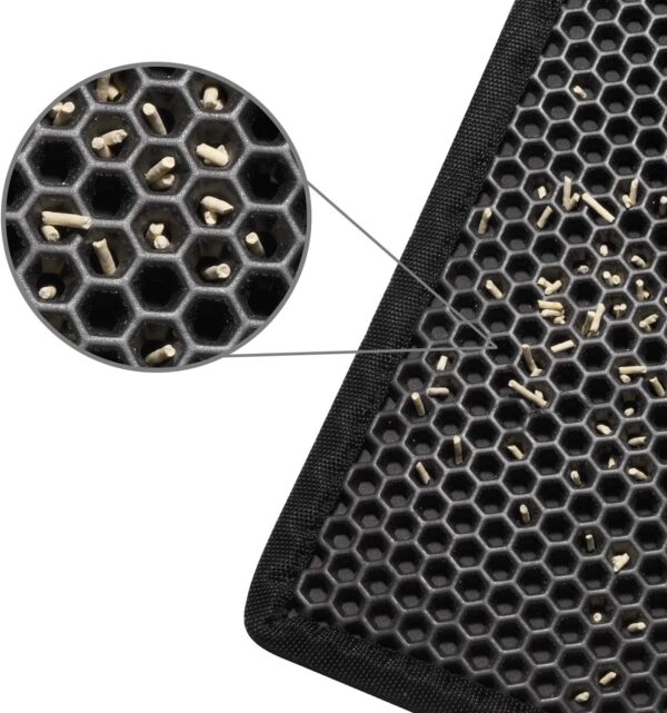 Cat Litter Mat Double Layer Waterproof Urine Proof Trapping Mat 1 Pack (Black, 24X15 Inch (Pack of 1))
