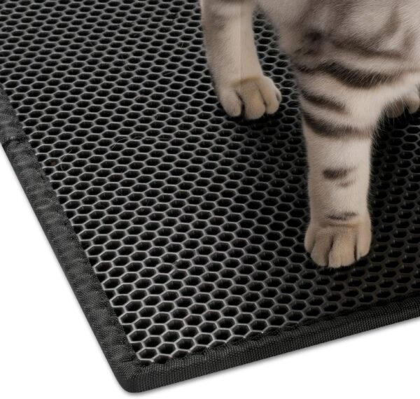 Cat Litter Mat Double Layer Waterproof Urine Proof Trapping Mat 1 Pack (Black, 24X15 Inch (Pack of 1))