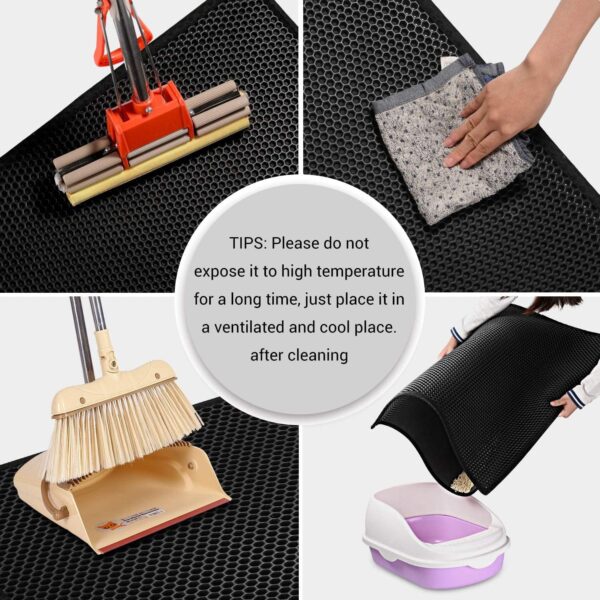 Cat Litter Mat Double Layer Waterproof Urine Proof Trapping Mat 1 Pack (Black, 24X15 Inch (Pack of 1))