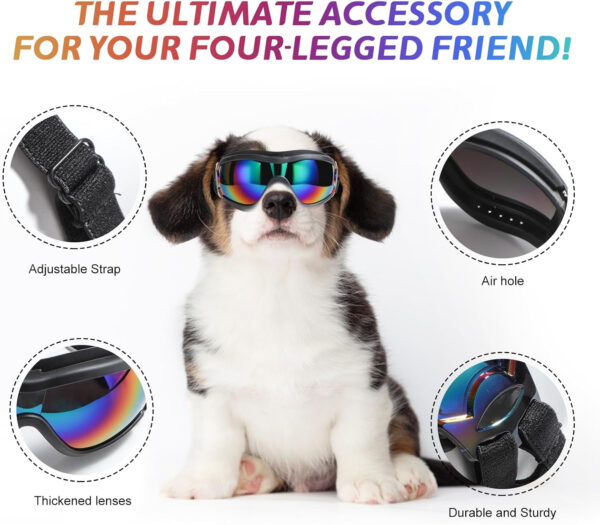 829808c7bac365d510359f561913cd20.jpg Dog Sunglasses Dog Goggles, UV Wind Dust Fog Protection Pet Glasses Eye Wear with Adjustable Strap for Medium or Large Size (Laser)