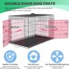 Dog Crate Dog Cage Dog Kennel Metal Wire Double-Door Folding Pet Animal Pet Cage with Plastic Tray and Handle for Small Dogs,24 Inches