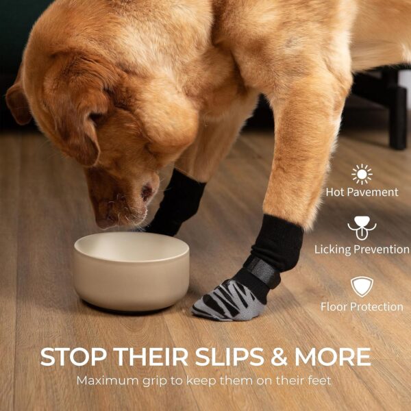 Tigertoes Premium Non-Slip Dog Socks for Hardwood Floors - Extra-Thick Grip That Works Even When Twisted - Prevents Licking, Slipping, and Great for Dog Paw Protection - Size Large