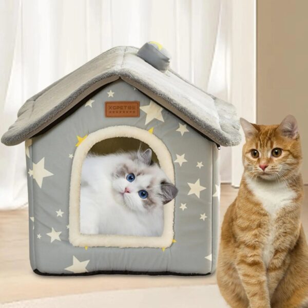 Foldable Cat/dog Pet Nest Detachable and Washable Cat House Dog House Indoor Cat Nest Suitable for Small and Medium-sized Pets