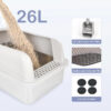 Stainless Steel Cat Litter Box with Lid, 20" L X 14.2" W X 11.8" H, Extra Large Litter Box for Big Cats with High Sided