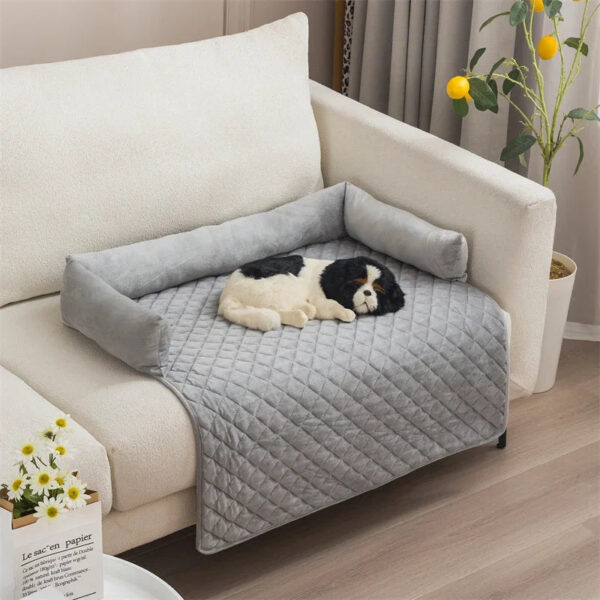Waterproof Pet Dog Bed Blanket Mat Dog Sofa Couch Slipcover Pet Pad with Neck Pillow Washable Cat Calming Nest for Travel Home