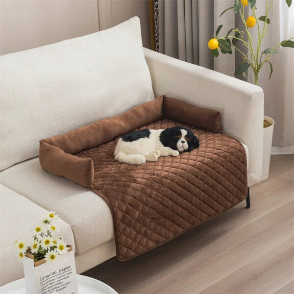 Waterproof Pet Dog Bed Blanket Mat Dog Sofa Couch Slipcover Pet Pad with Neck Pillow Washable Cat Calming Nest for Travel Home