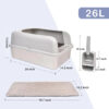 Stainless Steel Cat Litter Box with Lid, 20" L X 14.2" W X 11.8" H, Extra Large Litter Box for Big Cats with High Sided