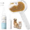 Pet Steam Brush for Dog & Cat – 3-In-1 Spray Hair Removal Comb – Steam for Shedding & Grooming – Water Brush for Long & Short Haired Pets – Spritz Defur Comb – Includes Waterless Shampoo