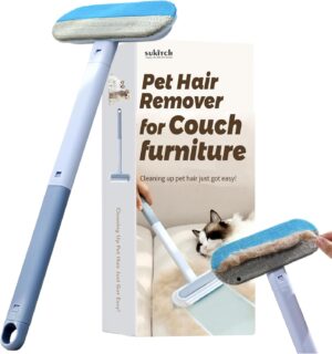 Pet Hair Remover for Couch, Grey, 17.7Inch, Durable, Reusable, Washable Lint Cleaner for Dog and Cat Hair, Gentle on Furniture, Effective on Carpets, Clothing, Bedding