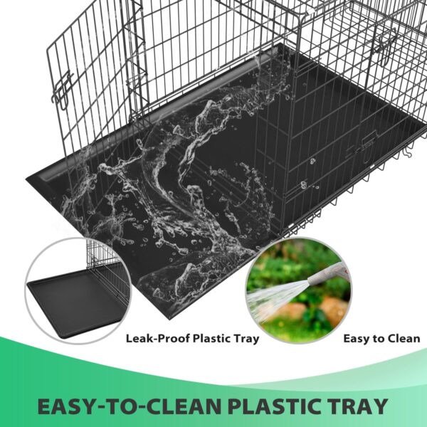 Dog Crate Dog Cage Dog Kennel Metal Wire Double-Door Folding Pet Animal Pet Cage with Plastic Tray and Handle for Small Dogs,24 Inches