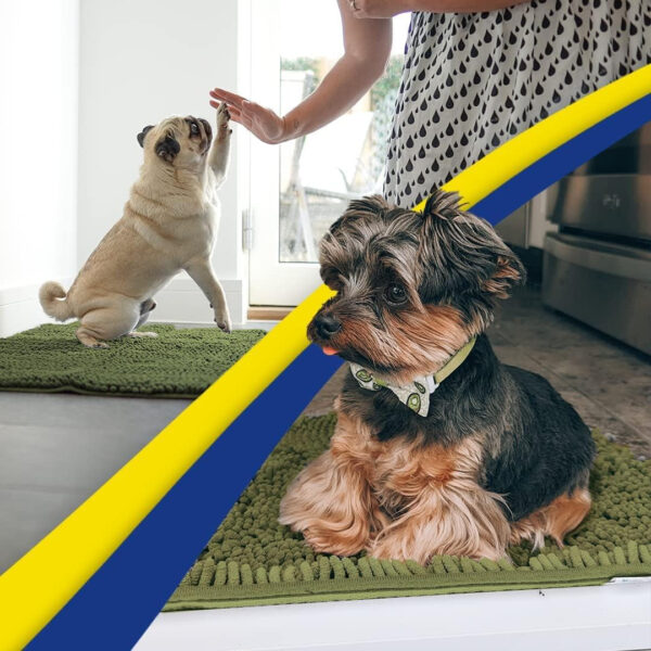 ® Original Dog Door Mat for Muddy Paws, Super Absorbent Microfiber, Non-Slip Washable Pet Rug, Quick Dry Chenille Entryway Carpet, Machine Washable Indoor Outdoor Mat, Army Green 18"X28"