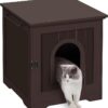 Cat Litter Box Furniture Enclosure - Hidden Kitty Litter Cat House with Hinged Door, Nightstand, Side Table & Pet Crate, Indoor