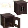 Cat Litter Box Furniture Enclosure - Hidden Kitty Litter Cat House with Hinged Door, Nightstand, Side Table & Pet Crate, Indoor