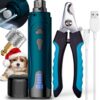 Dog Nail Grinder, Dog Nail Trimmers and Clippers Kit, Super Quiet Electric Pet Nail Grinder, Rechargeable, for Small Large Dogs & Cats Toenail & Claw Grooming,3 Speeds (A-Dark Blue)
