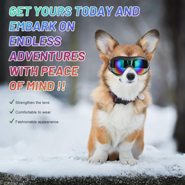 e4301ecbeba983a52fc0e26b7dd70f8d.jpg Dog Sunglasses Dog Goggles, UV Wind Dust Fog Protection Pet Glasses Eye Wear with Adjustable Strap for Medium or Large Size (Laser)