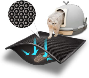 Cat Litter Mat Double Layer Waterproof Urine Proof Trapping Mat 1 Pack (Black, 24X15 Inch (Pack of 1))