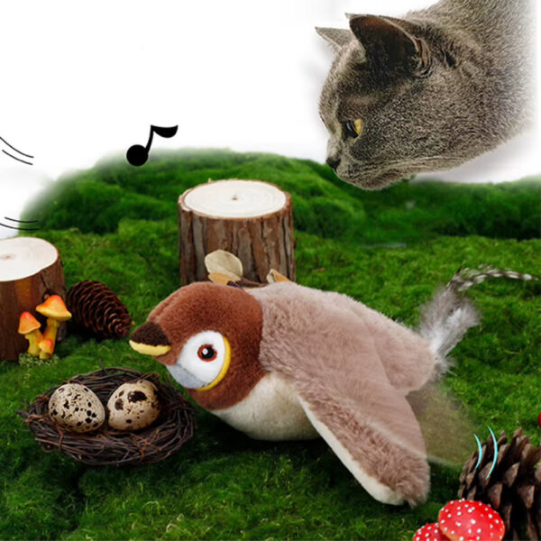 f7a1358b1df8ce16d4f719017862aba9.jpg Interactive Cat Toys Flapping Wings(No Flying) Sparrow Catnip Toys Simulated Chirping Bird with Vibration Sensor for Cats