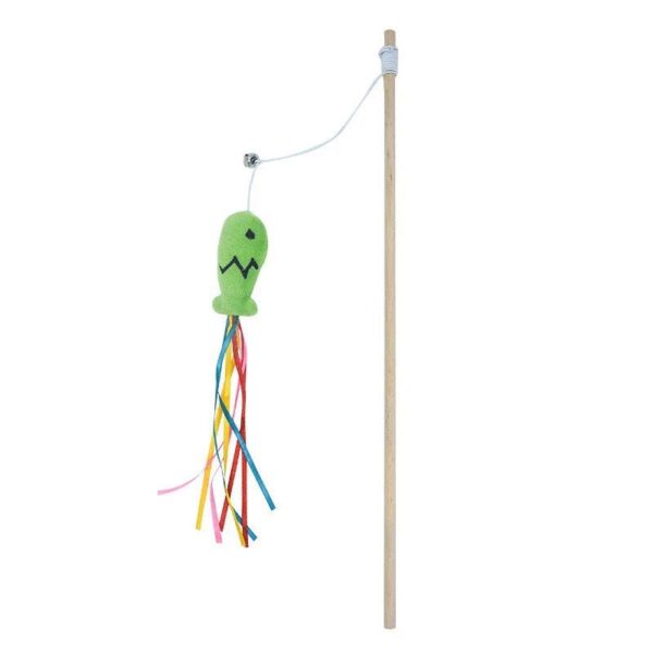 Fashion Cat Wand Toy, Natural Wooden Cat Teaser Wand for Cat, Interactive Elastic String Cat Stick Pole Toy for Indoor Cats