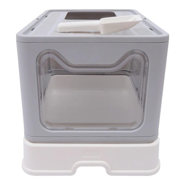 Enclosed Cat Kitty Litter Box with Scoop, Top and Front Entry Litter Box with Lid, Foldable Covered Cat Litter Box