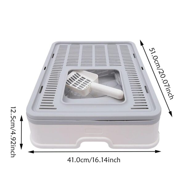 Enclosed Cat Kitty Litter Box with Scoop, Top and Front Entry Litter Box with Lid, Foldable Covered Cat Litter Box