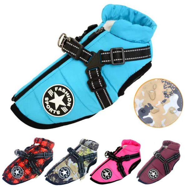 Winter Dog Jacket With Harness